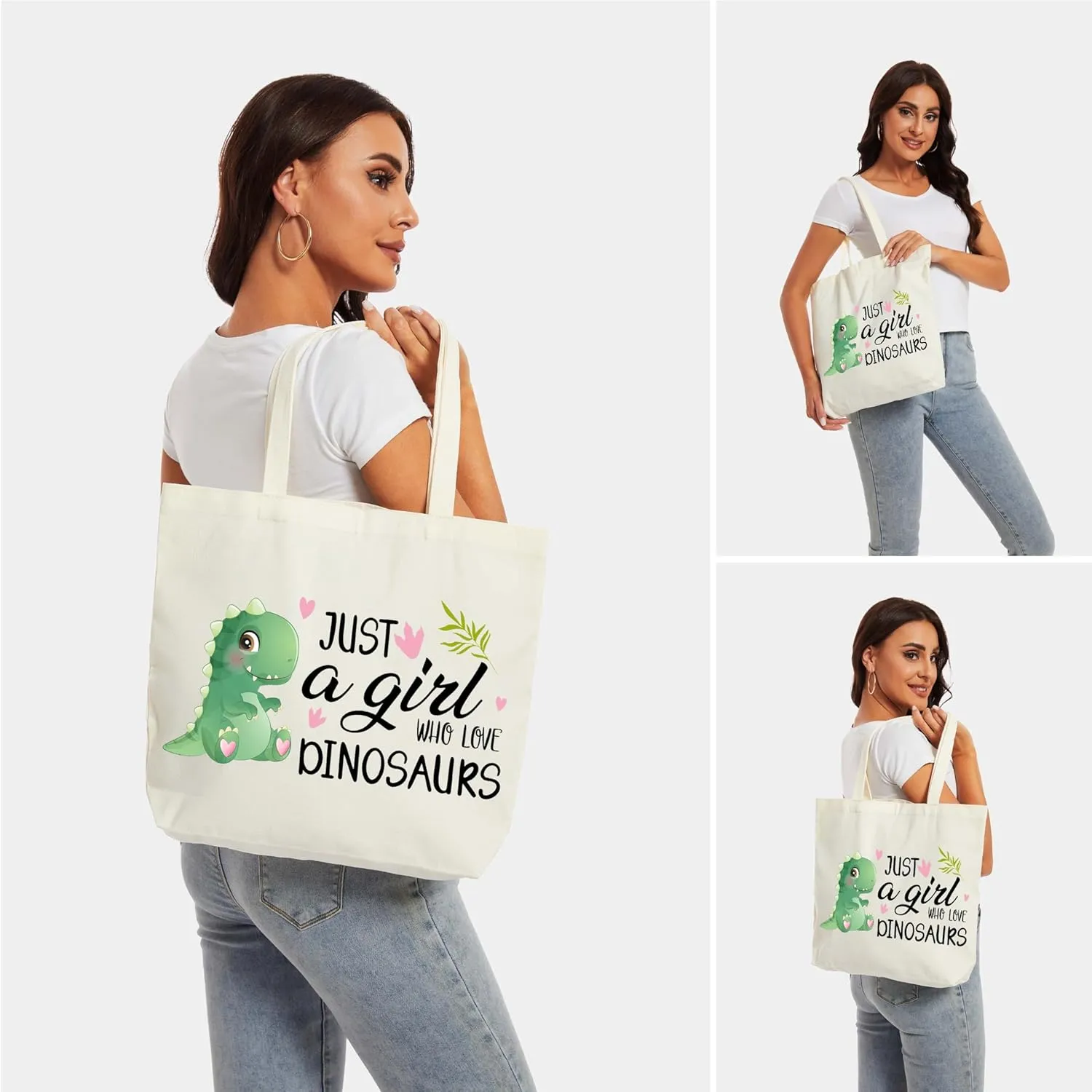 Canvas Tote Bag, Dinosaurs Lover Gift Tote Bags for Women Travel Shopping Beach - G