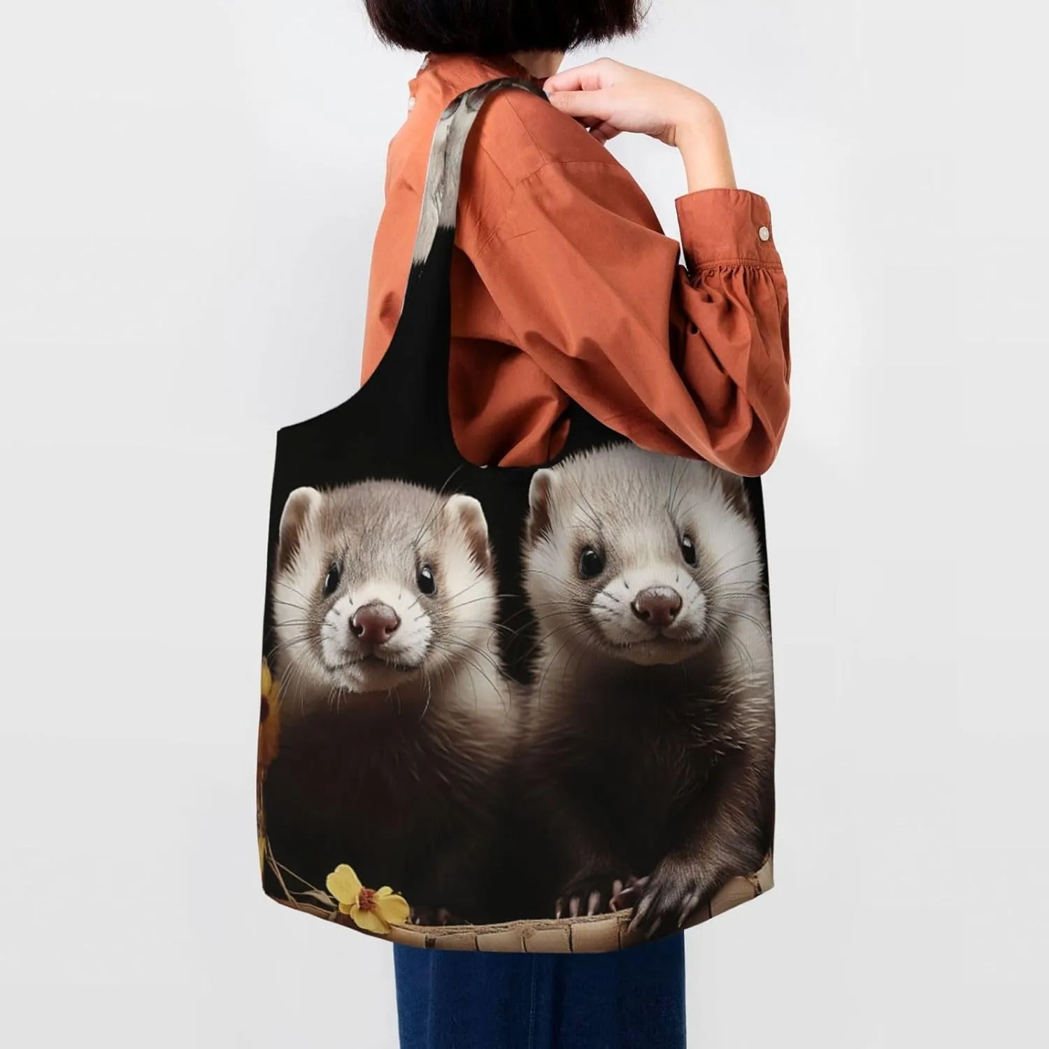 Canvas Tote Bag Reusable Grocery Bags Lightweight Handbag Husky Dog Tote Bag for Shopping Cloth Bags