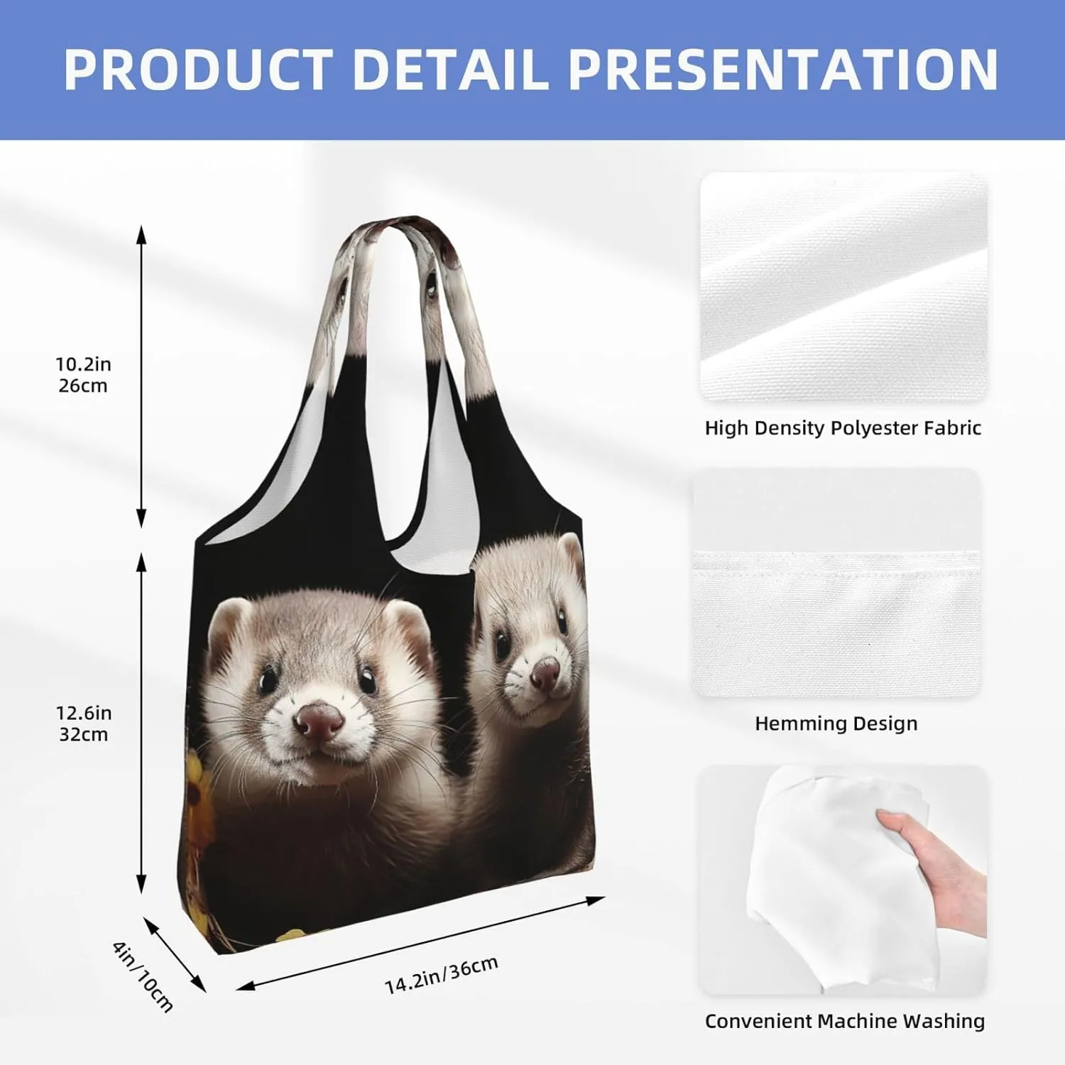 Canvas Tote Bag Reusable Grocery Bags Lightweight Handbag Husky Dog Tote Bag for Shopping Cloth Bags