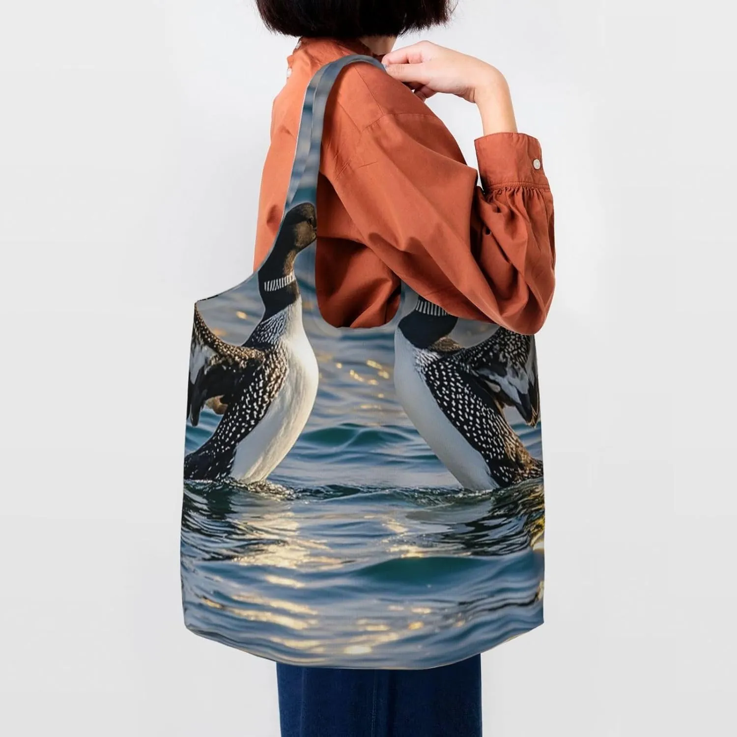 Canvas Tote Bag Reusable Grocery Bags Lightweight Handbag Teal Glitter Tote Bag for Shopping Cloth Bags