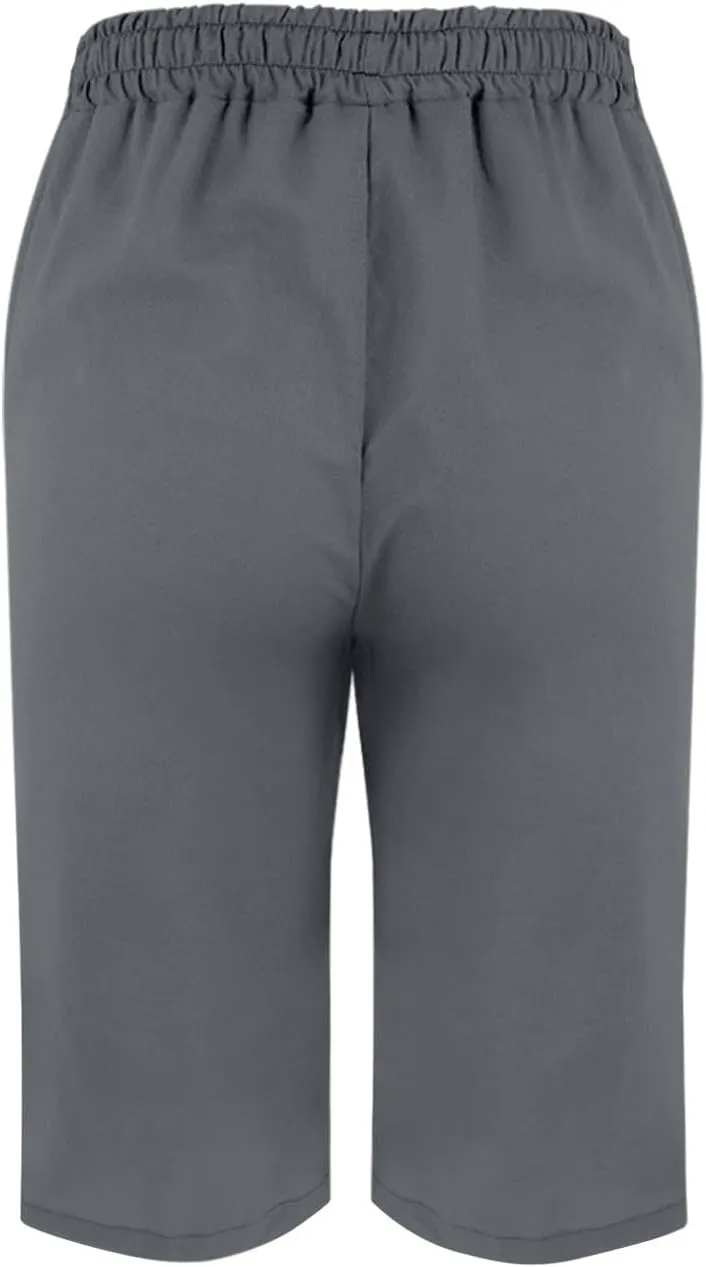 Capris Linen Pants for Women 2025 Summer Wide Leg Causal Beach Shorts Elastic High Waist Linen Trousers with Pockets