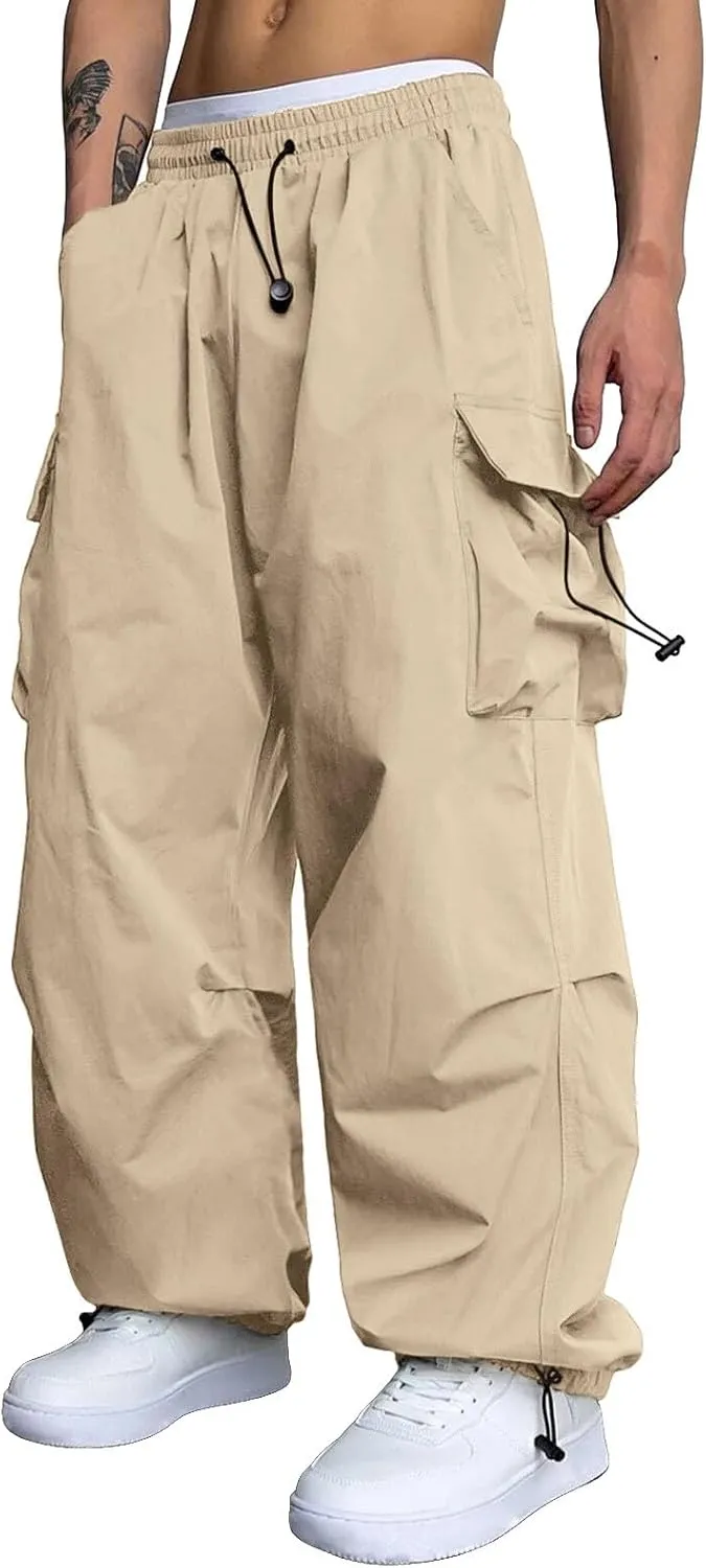 Cargo Pant for Men Casual Work Pant Elasticated Waist Lightweight Outdoor Pants with Pockets