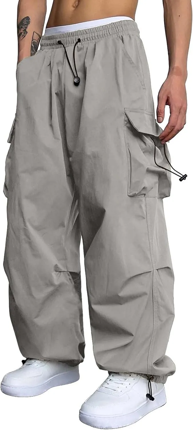 Cargo Pant for Men Casual Work Pant Elasticated Waist Lightweight Outdoor Pants with Pockets