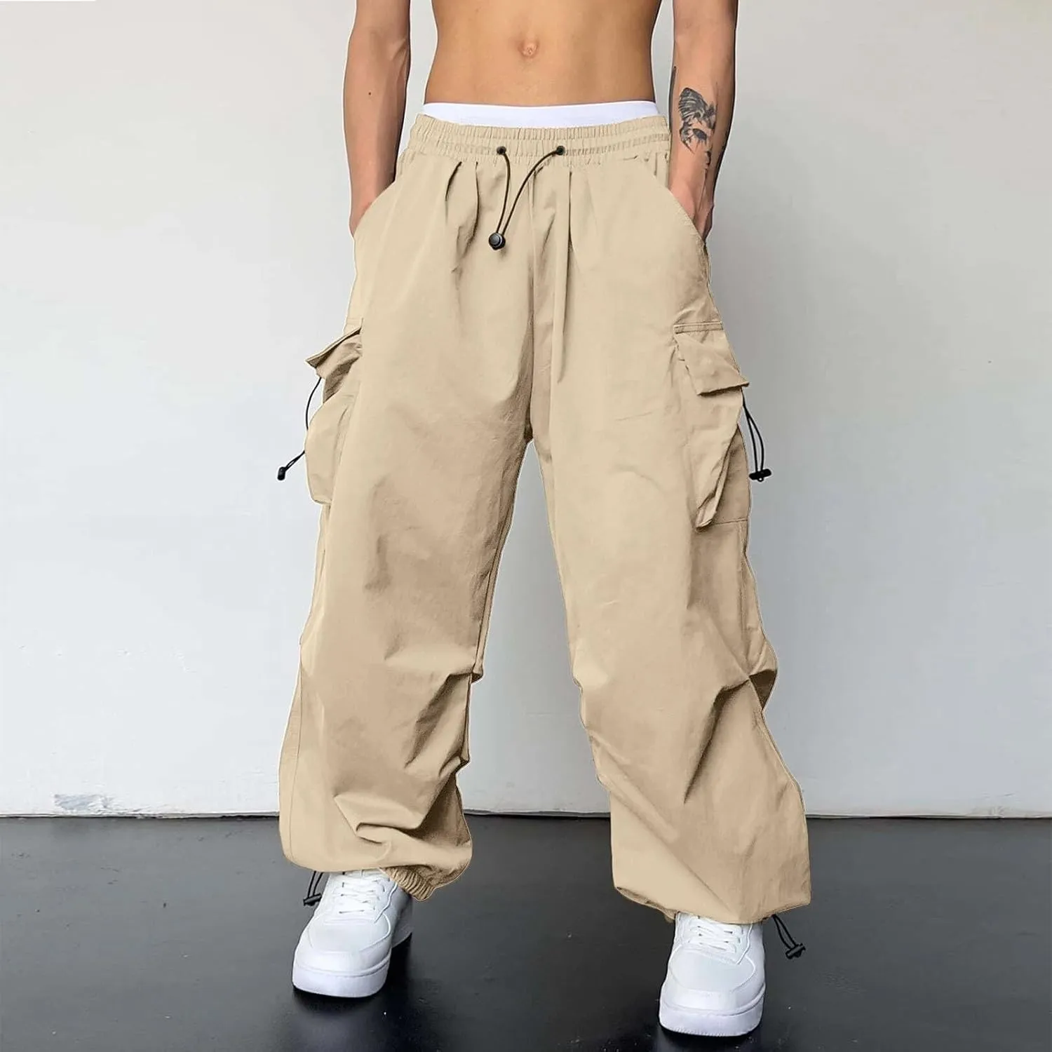 Cargo Pant for Men Casual Work Pant Elasticated Waist Lightweight Outdoor Pants with Pockets