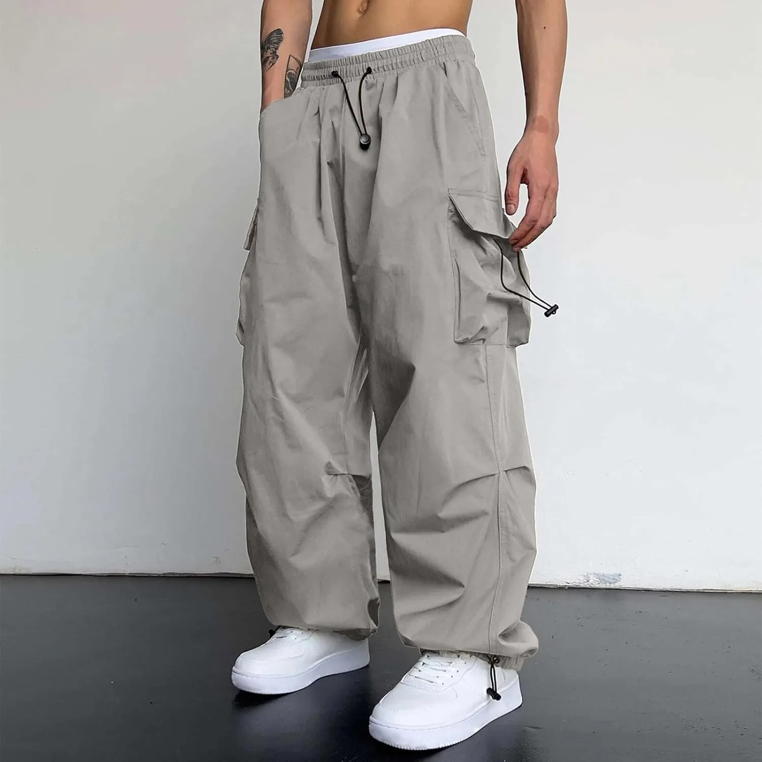 Cargo Pant for Men Casual Work Pant Elasticated Waist Lightweight Outdoor Pants with Pockets