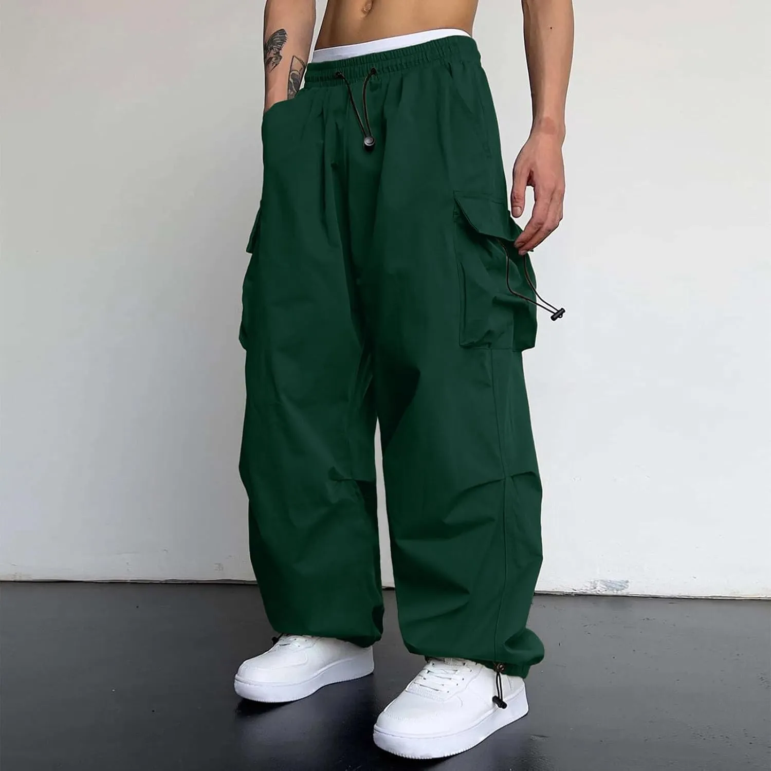 Cargo Pant for Men Casual Work Pant Elasticated Waist Lightweight Outdoor Pants with Pockets