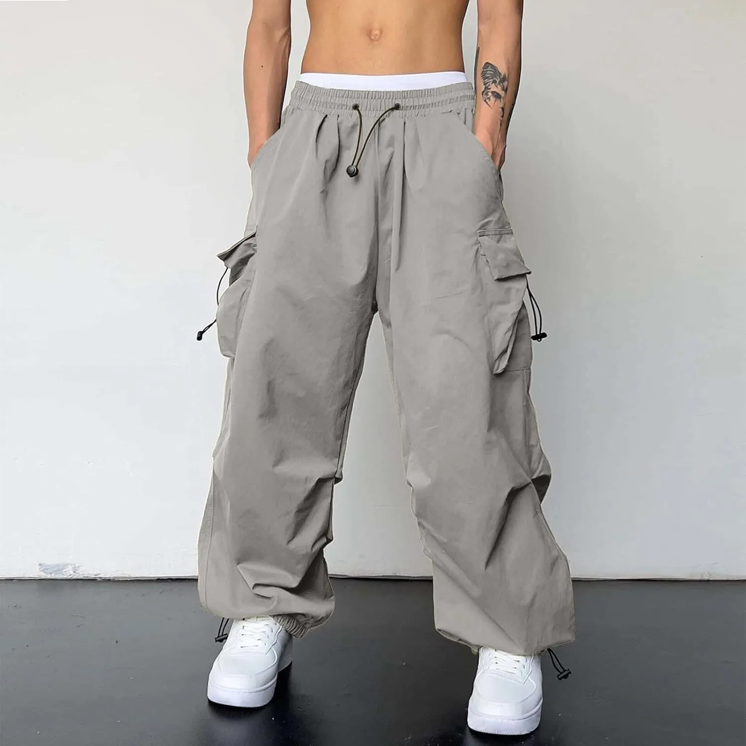 Cargo Pant for Men Casual Work Pant Elasticated Waist Lightweight Outdoor Pants with Pockets