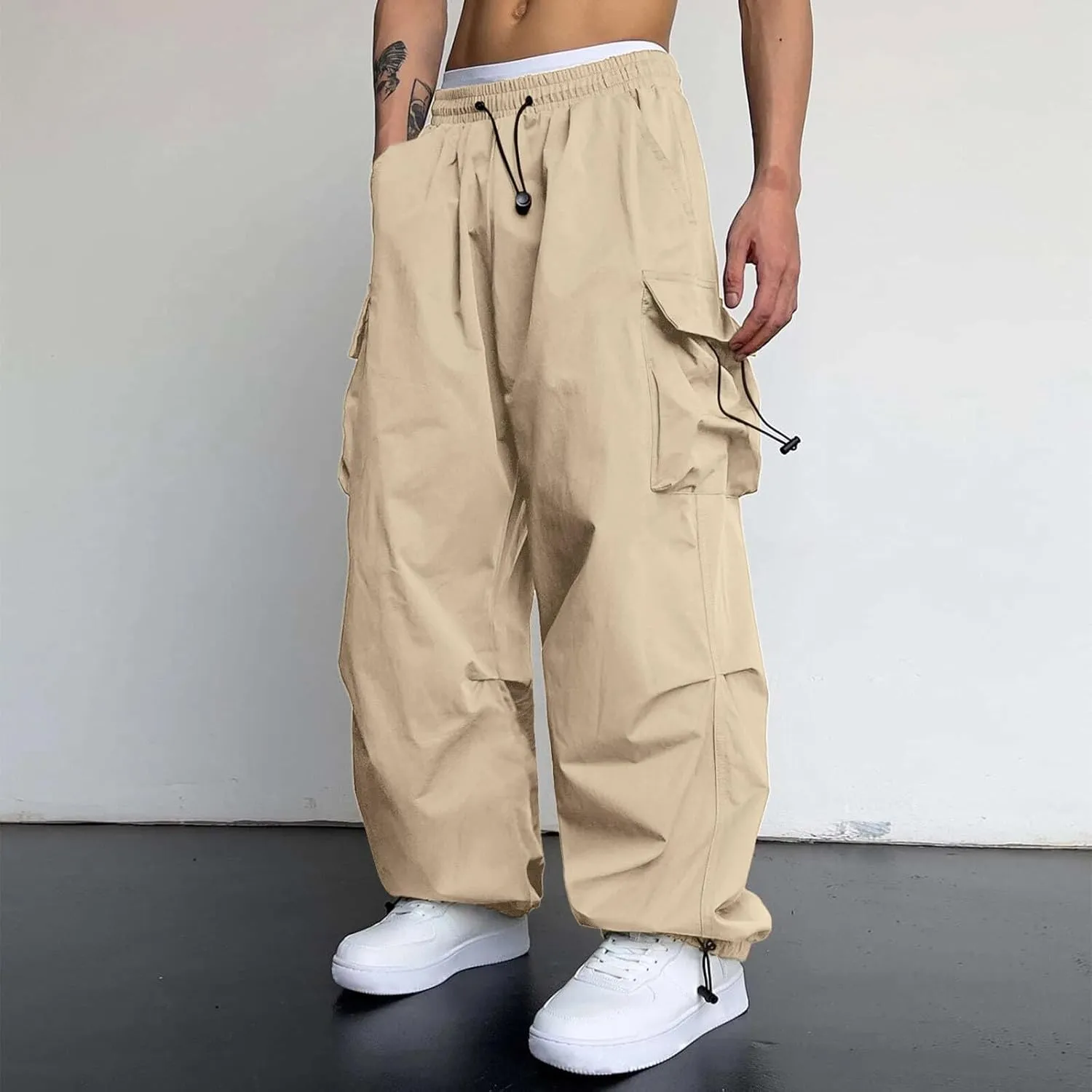 Cargo Pant for Men Casual Work Pant Elasticated Waist Lightweight Outdoor Pants with Pockets