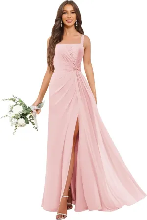 Chiffon Bridesmaid Dresses for Women 2025 Long A Line Wedding Guest Gown with Slit