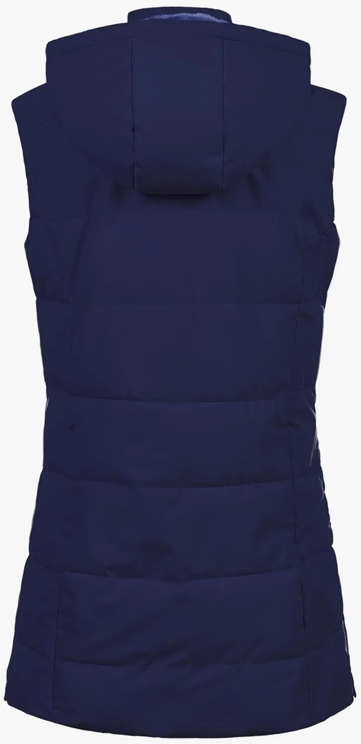 Chrisuno Women's Long Warm Puffer Vest Fleece Sleeveless Vests Waterproof Outerwear With Removable Hood