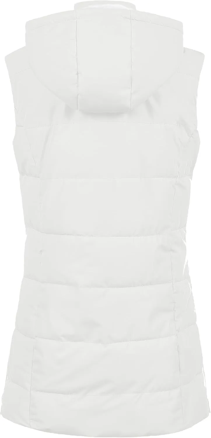 Chrisuno Women's Long Warm Puffer Vest Fleece Sleeveless Vests Waterproof Outerwear With Removable Hood