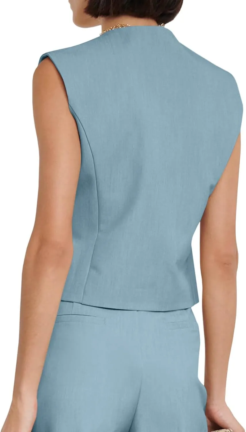 Cicy Bell Womens Waistcoat Vest Sleeveless Blazers V Neck Button Up Asymmetrical Hem Work Office Suit Vests