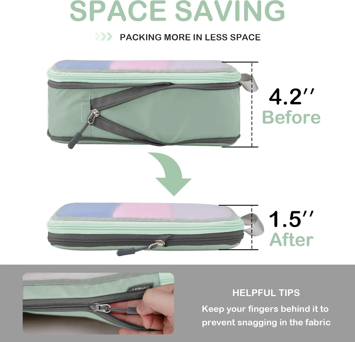 Cipway Compression Packing Cubes, See Through Mesh Luggage Organizer Bags, Travel Essentials for Carry on Suitcase with Laundry Bag and Clear Toiletries Bag6 Pcs,Sage Green