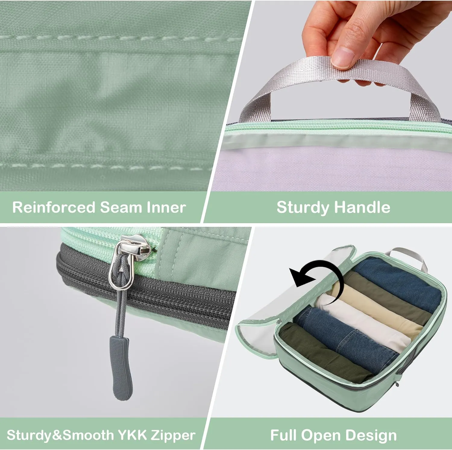 Cipway Compression Packing Cubes, See Through Mesh Luggage Organizer Bags, Travel Essentials for Carry on Suitcase with Laundry Bag and Clear Toiletries Bag6 Pcs,Sage Green