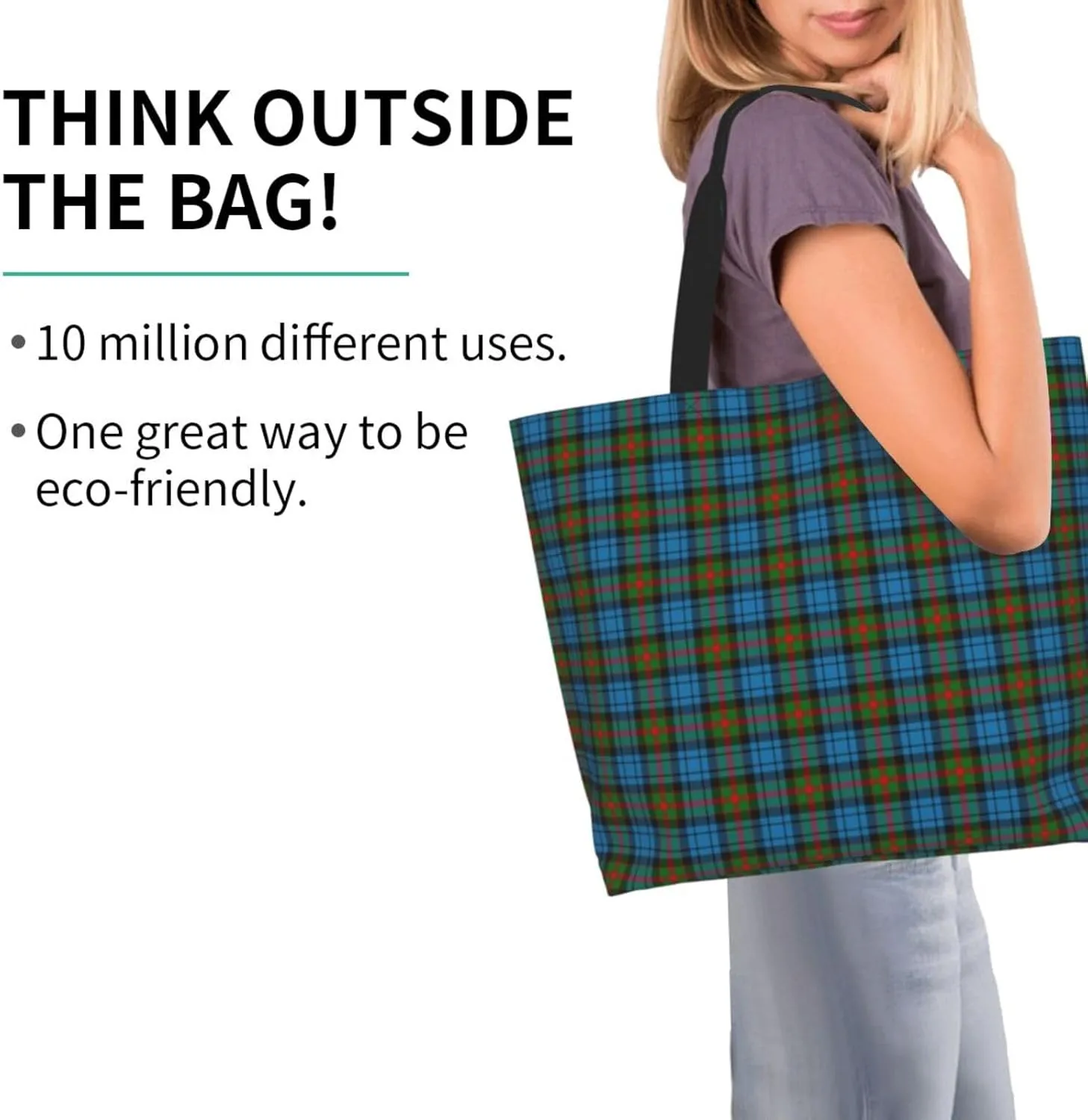 Clan Mackay Tartan Plaid Scottish Tote Bag For Women Weekender Travel Bag Reusable Grocery Bags Large Totes Handbags