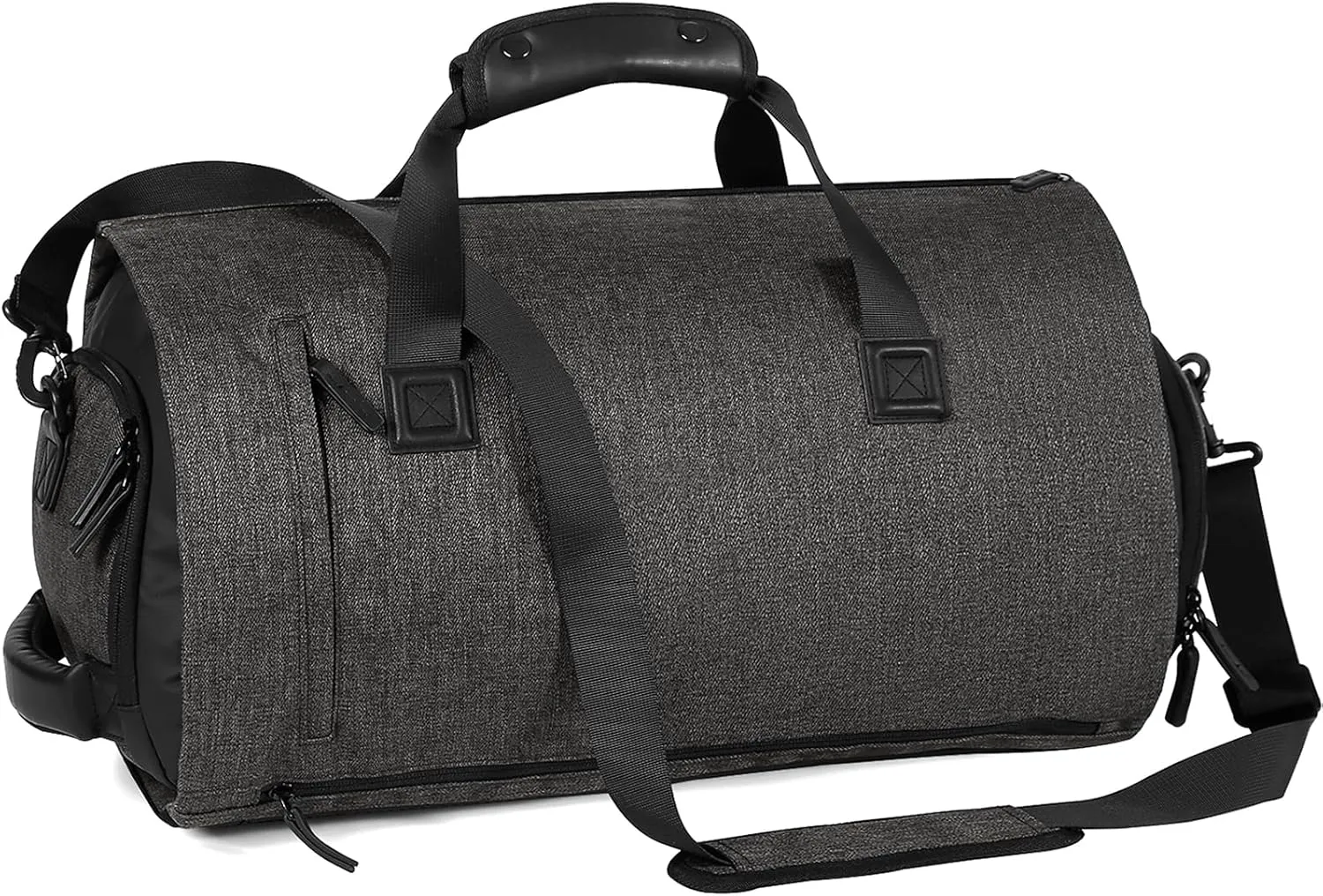 Convertible Garment Bag with Shoe Compartment,Carry on with Backpack Straps,3 in 1 Hanging Suitcase Suit,Black