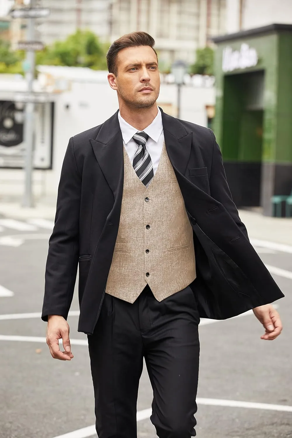COOFANDY Men's Casual Business Vests Lightweight Waistcoat Slim Fit Suit Vest