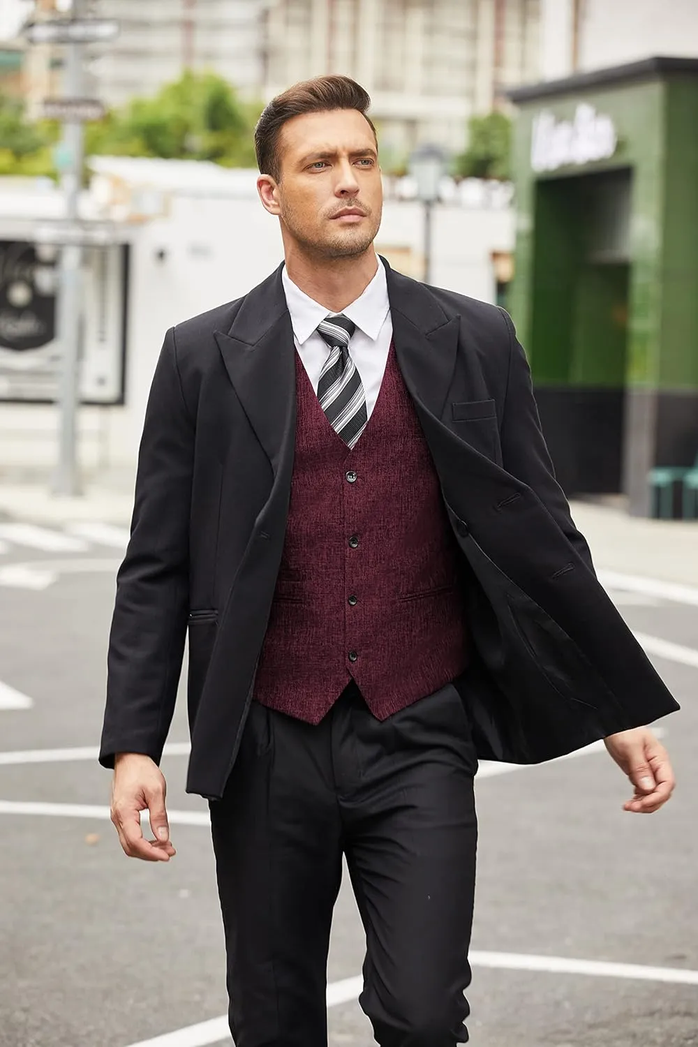 COOFANDY Men's Casual Business Vests Lightweight Waistcoat Slim Fit Suit Vest