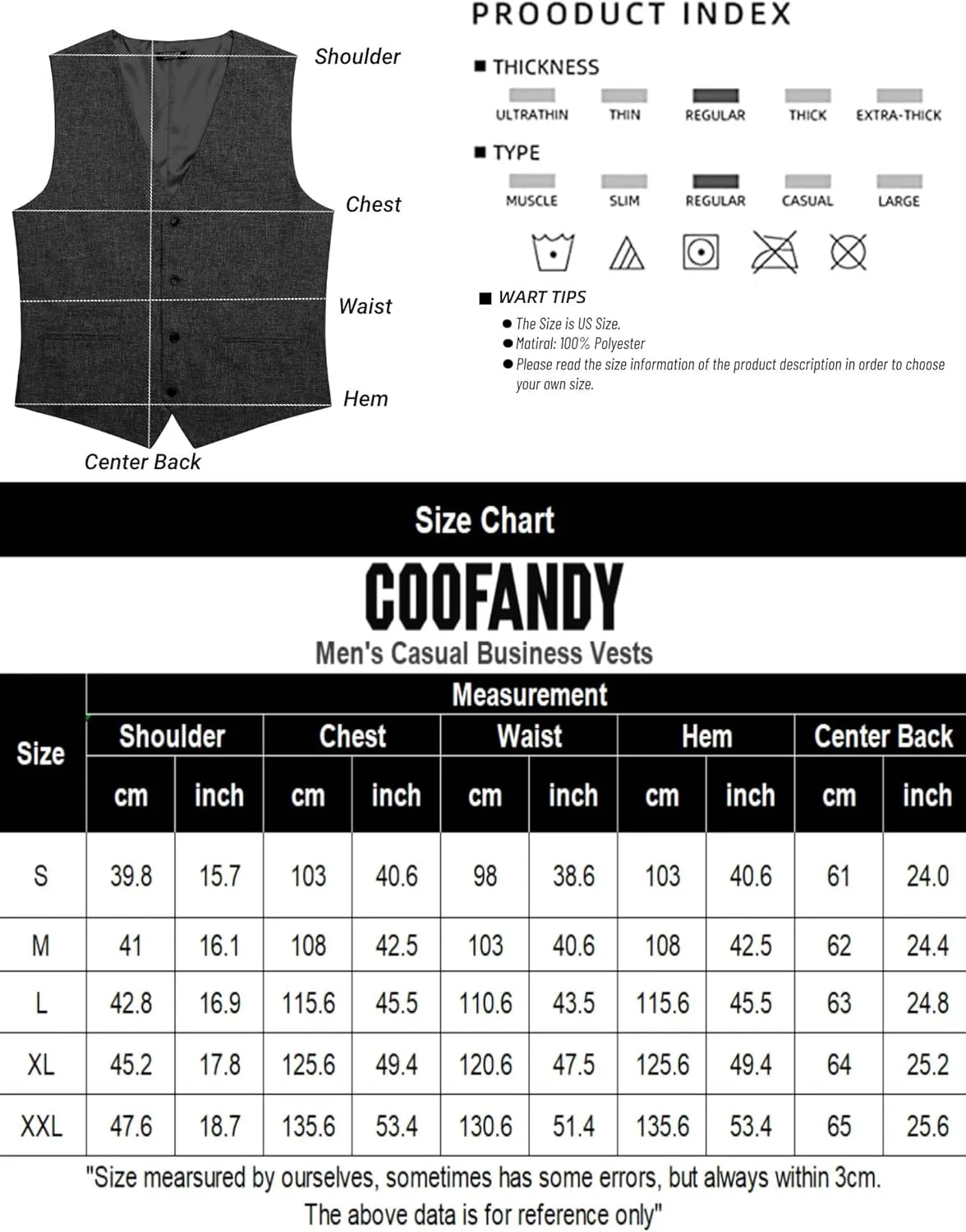 COOFANDY Men's Casual Business Vests Lightweight Waistcoat Slim Fit Suit Vest