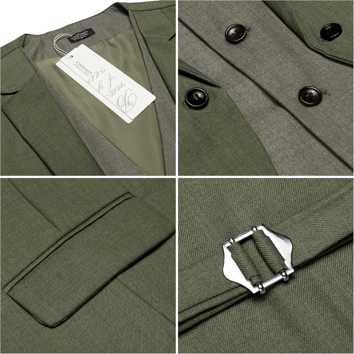 COOFANDY Men's Layered Suit Vest Business Dress Vests Formal Wedding Waistcoat Slim Fit