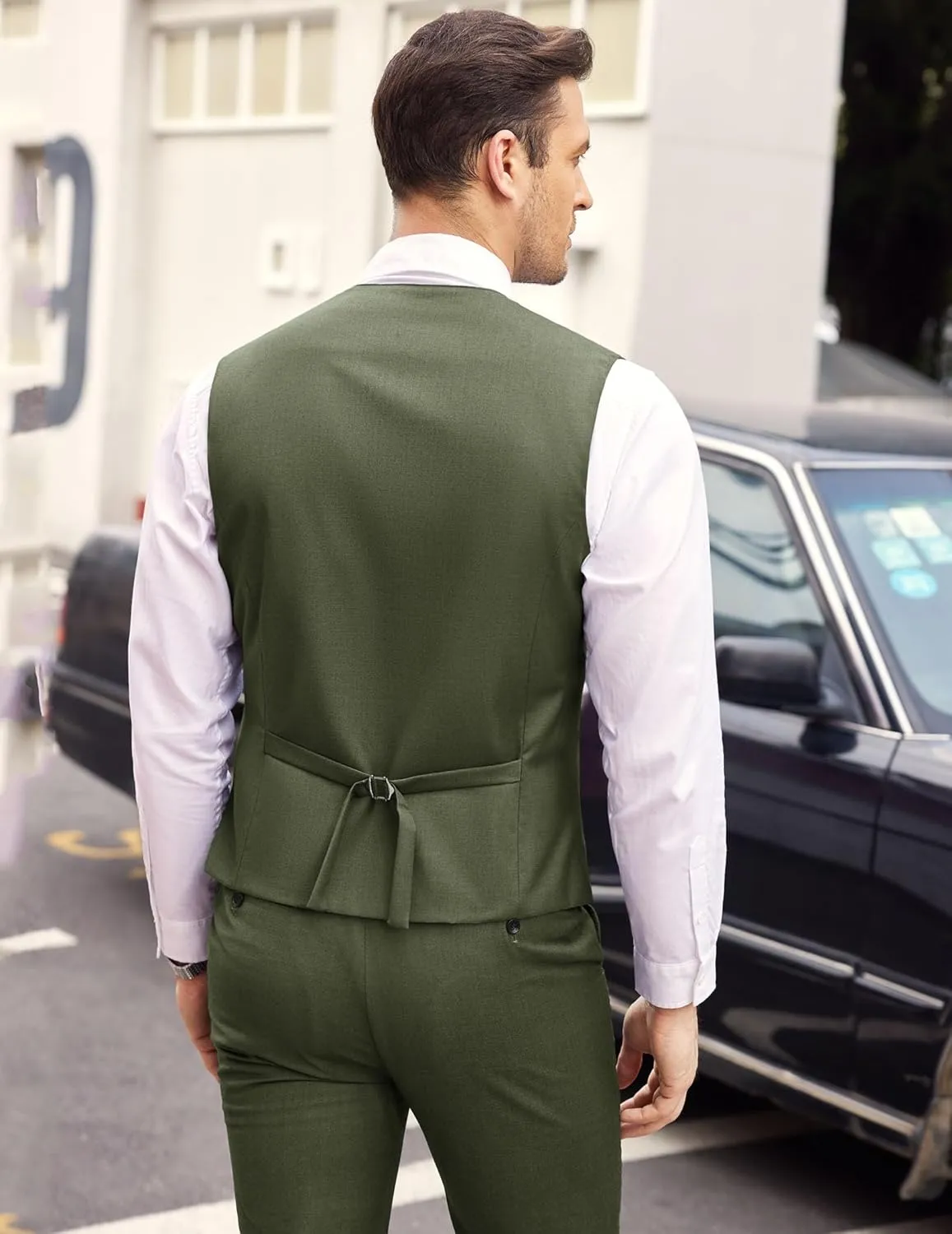 COOFANDY Men's Layered Suit Vest Business Dress Vests Formal Wedding Waistcoat Slim Fit