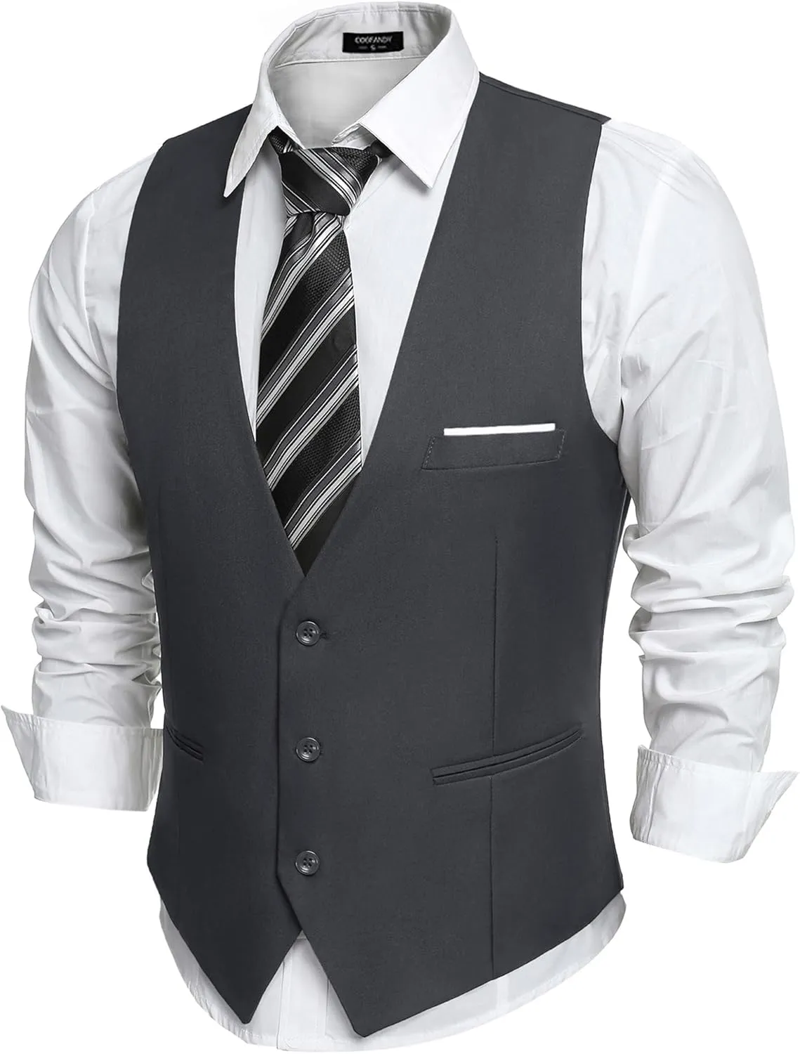 COOFANDY Men's Suit Vest Slim Fit Formal Dress Waistcoat Casual Business Vests for Suit or Tuxedo