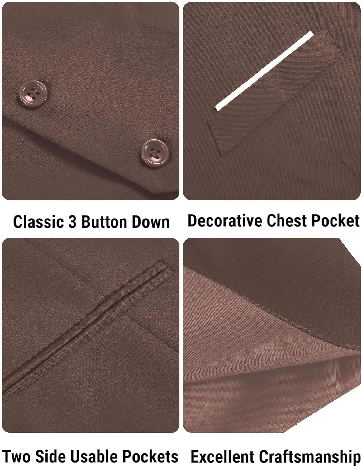 COOFANDY Men's Suit Vest Slim Fit Formal Dress Waistcoat Casual Business Vests for Suit or Tuxedo