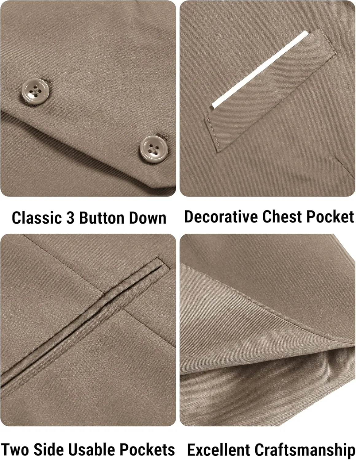 COOFANDY Men's Suit Vest Slim Fit Formal Dress Waistcoat Casual Business Vests for Suit or Tuxedo