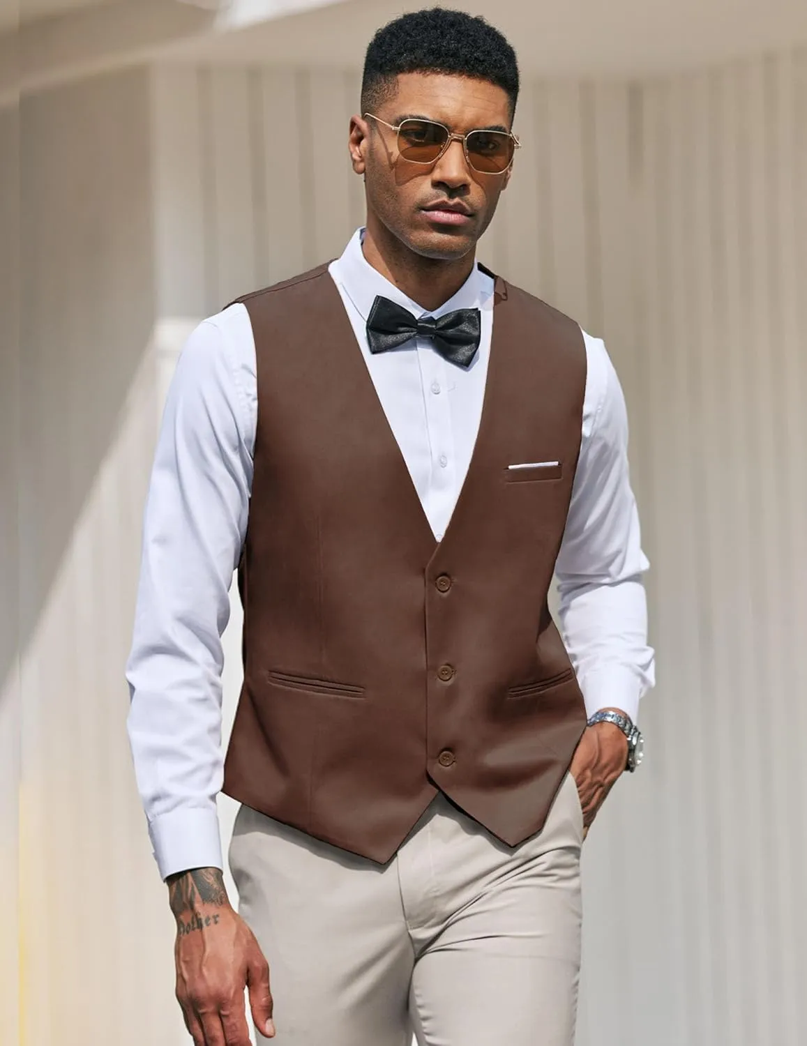 COOFANDY Men's Suit Vest Slim Fit Formal Dress Waistcoat Casual Business Vests for Suit or Tuxedo