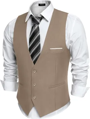 COOFANDY Men's Suit Vest Slim Fit Formal Dress Waistcoat Casual Business Vests for Suit or Tuxedo