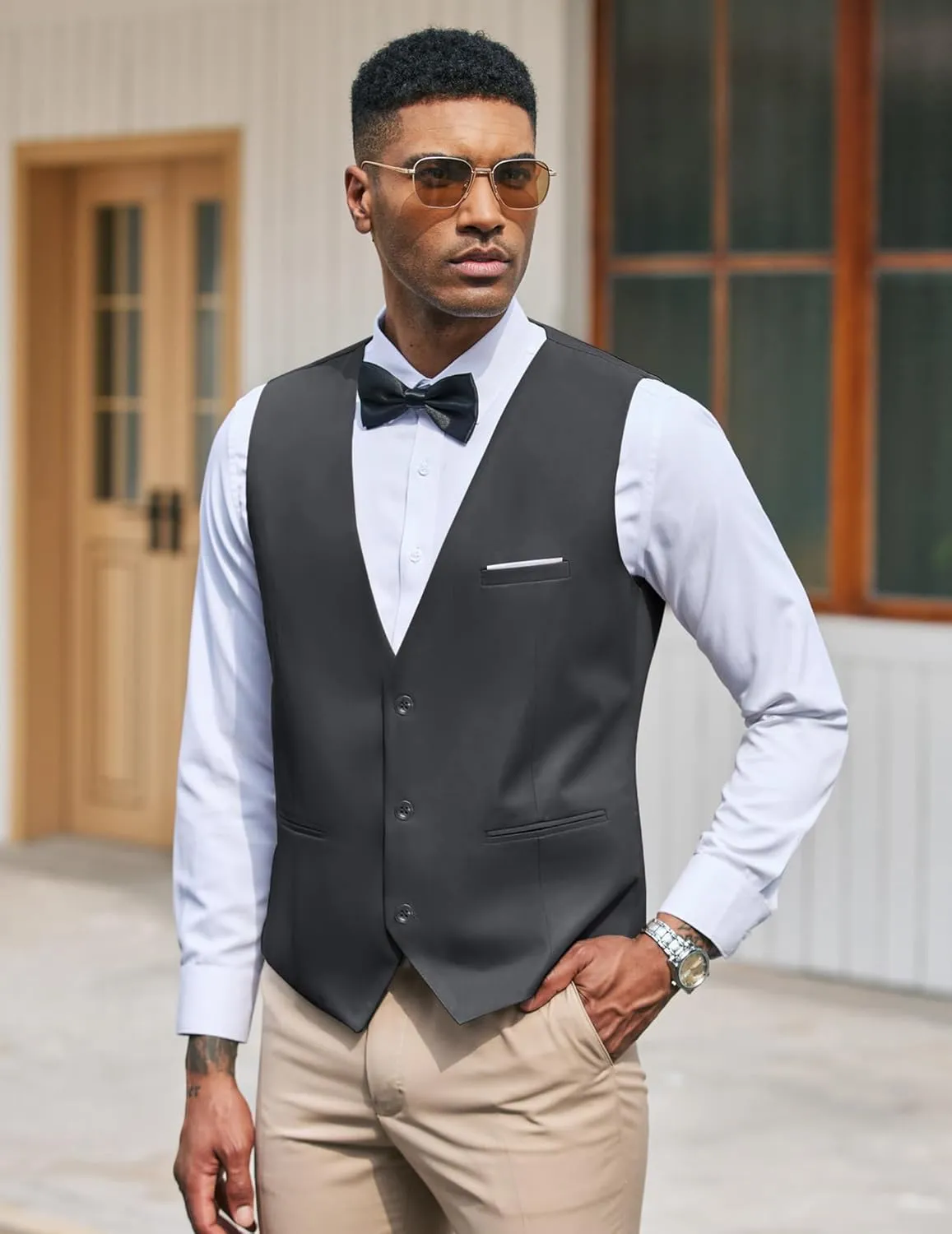 COOFANDY Men's Suit Vest Slim Fit Formal Dress Waistcoat Casual Business Vests for Suit or Tuxedo
