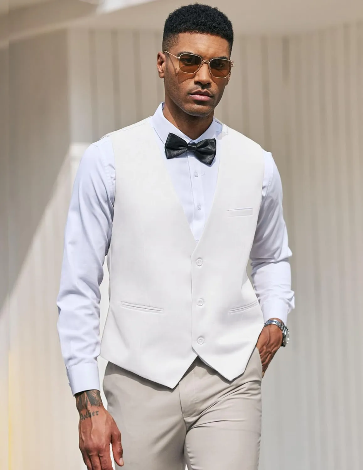 COOFANDY Men's Suit Vest Slim Fit Formal Dress Waistcoat Casual Business Vests for Suit or Tuxedo