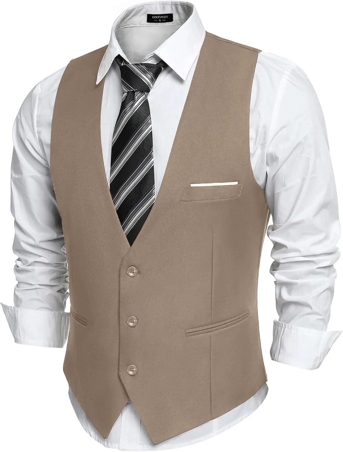 COOFANDY Men's Suit Vest Slim Fit Formal Dress Waistcoat Casual Business Vests for Suit or Tuxedo