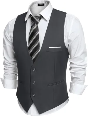 COOFANDY Men's Suit Vest Slim Fit Formal Dress Waistcoat Casual Business Vests for Suit or Tuxedo