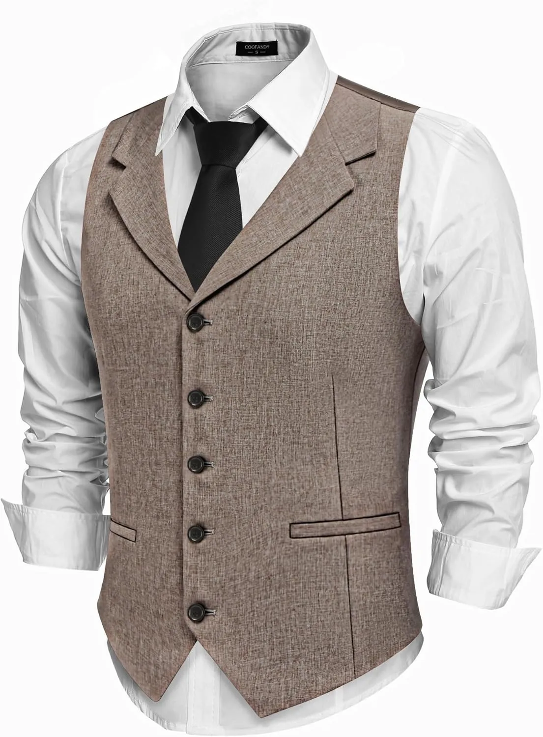 COOFANDY Men's Suit Vests Slim Fit Waistcoat Notch Lapel Casual Formal Vest