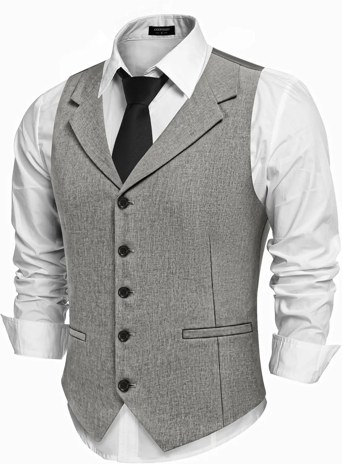 COOFANDY Men's Suit Vests Slim Fit Waistcoat Notch Lapel Casual Formal Vest