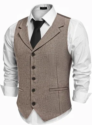 COOFANDY Men's Suit Vests Slim Fit Waistcoat Notch Lapel Casual Formal Vest