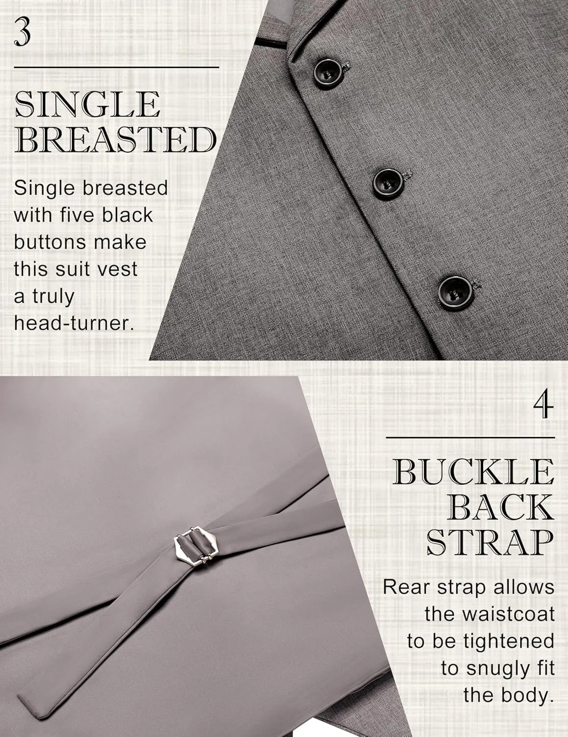 COOFANDY Men's Suit Vests Slim Fit Waistcoat Notch Lapel Casual Formal Vest