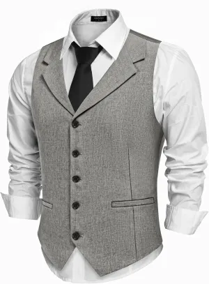 COOFANDY Men's Suit Vests Slim Fit Waistcoat Notch Lapel Casual Formal Vest