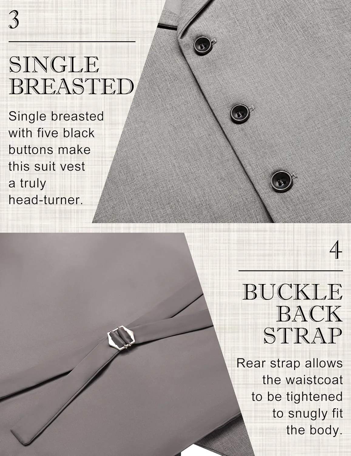 COOFANDY Men's Suit Vests Slim Fit Waistcoat Notch Lapel Casual Formal Vest