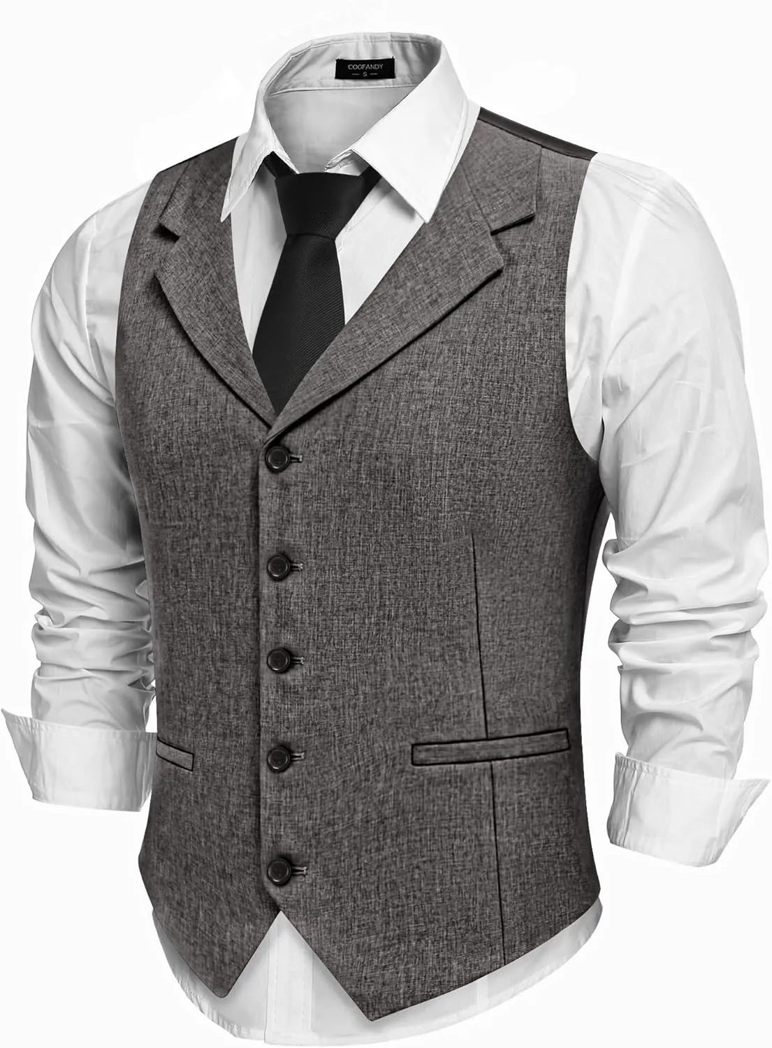 COOFANDY Men's Suit Vests Slim Fit Waistcoat Notch Lapel Casual Formal Vest