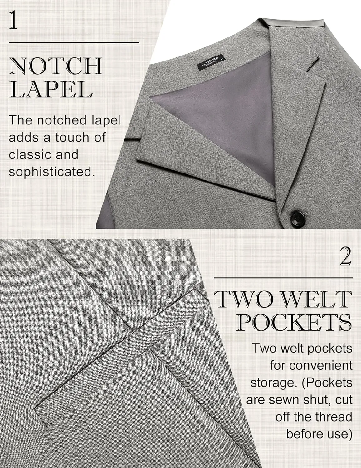 COOFANDY Men's Suit Vests Slim Fit Waistcoat Notch Lapel Casual Formal Vest