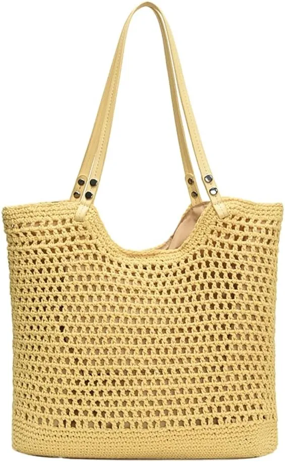 Crochet Mesh Boho Bag Straw Cross Body Purses Women Knit Woven Shoulder Tote Hobo Bags Summer Beach Handbag 2025