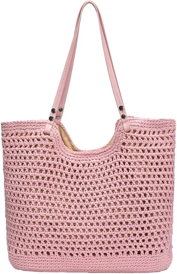 Crochet Mesh Boho Bag Straw Cross Body Purses Women Knit Woven Shoulder Tote Hobo Bags Summer Beach Handbag 2025