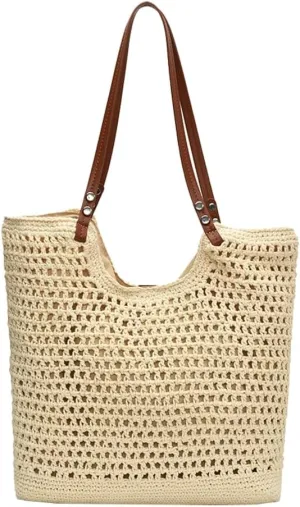 Crochet Mesh Boho Bag Straw Cross Body Purses Women Knit Woven Shoulder Tote Hobo Bags Summer Beach Handbag 2025