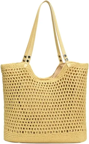 Crochet Mesh Boho Bag Straw Cross Body Purses Women Knit Woven Shoulder Tote Hobo Bags Summer Beach Handbag 2025