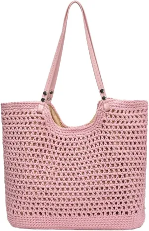 Crochet Mesh Boho Bag Straw Cross Body Purses Women Knit Woven Shoulder Tote Hobo Bags Summer Beach Handbag 2025