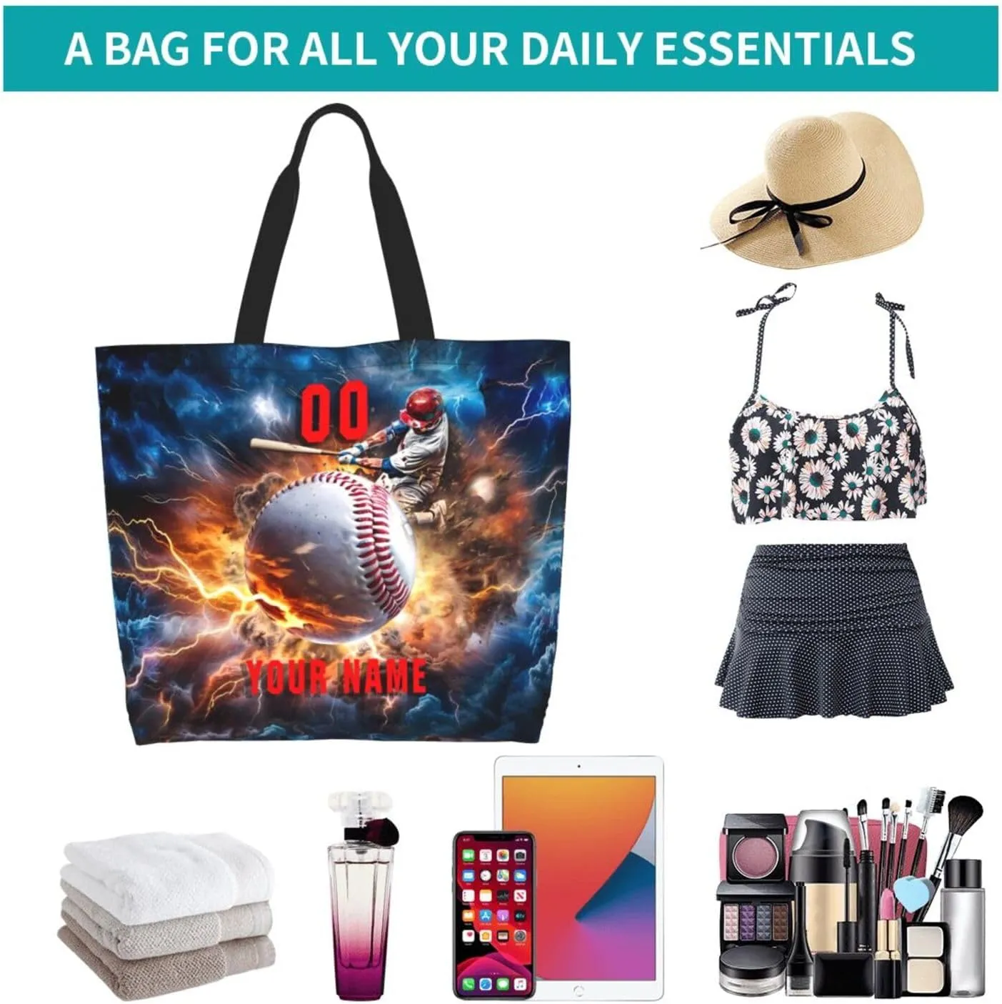 Custom Softball Tote Bag Shoulder Bag Softball Mom Handbag Shopping Bag Personalized Softball Mom Bag Tote Gifts For Women