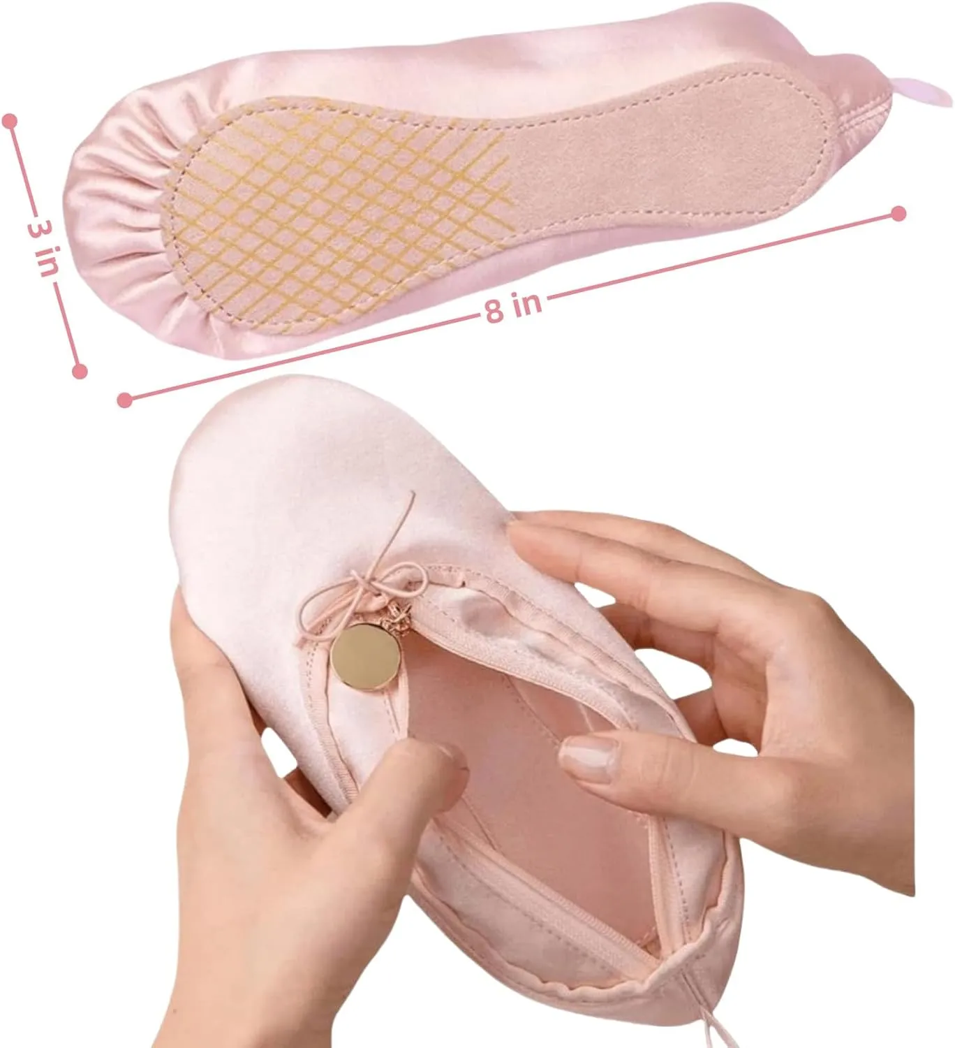 Cute Ballet Slipper Pouch Makeup Bag Dance Recital Gifts Ballerina Dancer Stuff Accessories Pointe Shoe Cosmetic Bag (Pink-H1)