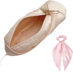 Cute Ballet Slipper Pouch Makeup Bag Dance Recital Gifts Ballerina Dancer Stuff Accessories Pointe Shoe Cosmetic Bag (Pink-H1)